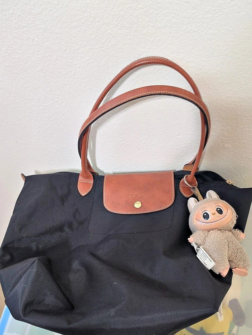 Longchamp Le Pliage Original Large Shoulder Tote Bag Tote Bag Black & Brown